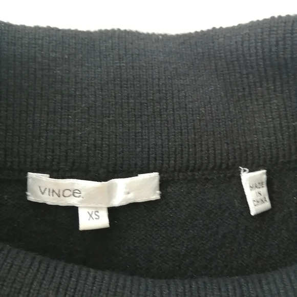 Vince 100% Cashmere Black Sweater Mini Dress with Mockneck and Ruched Front XS - Picture 11 of 17